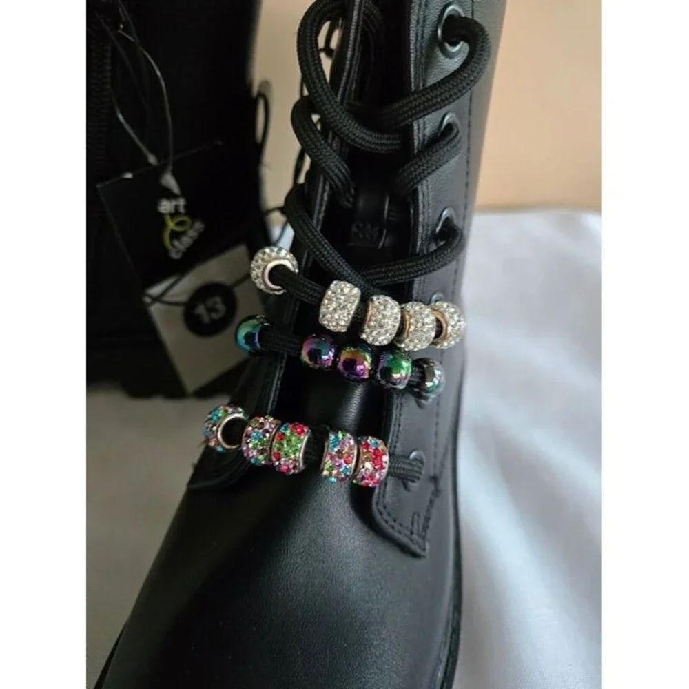 Art Class Bronx Combat Boots - Black with beads - Girls size 13 - NEW